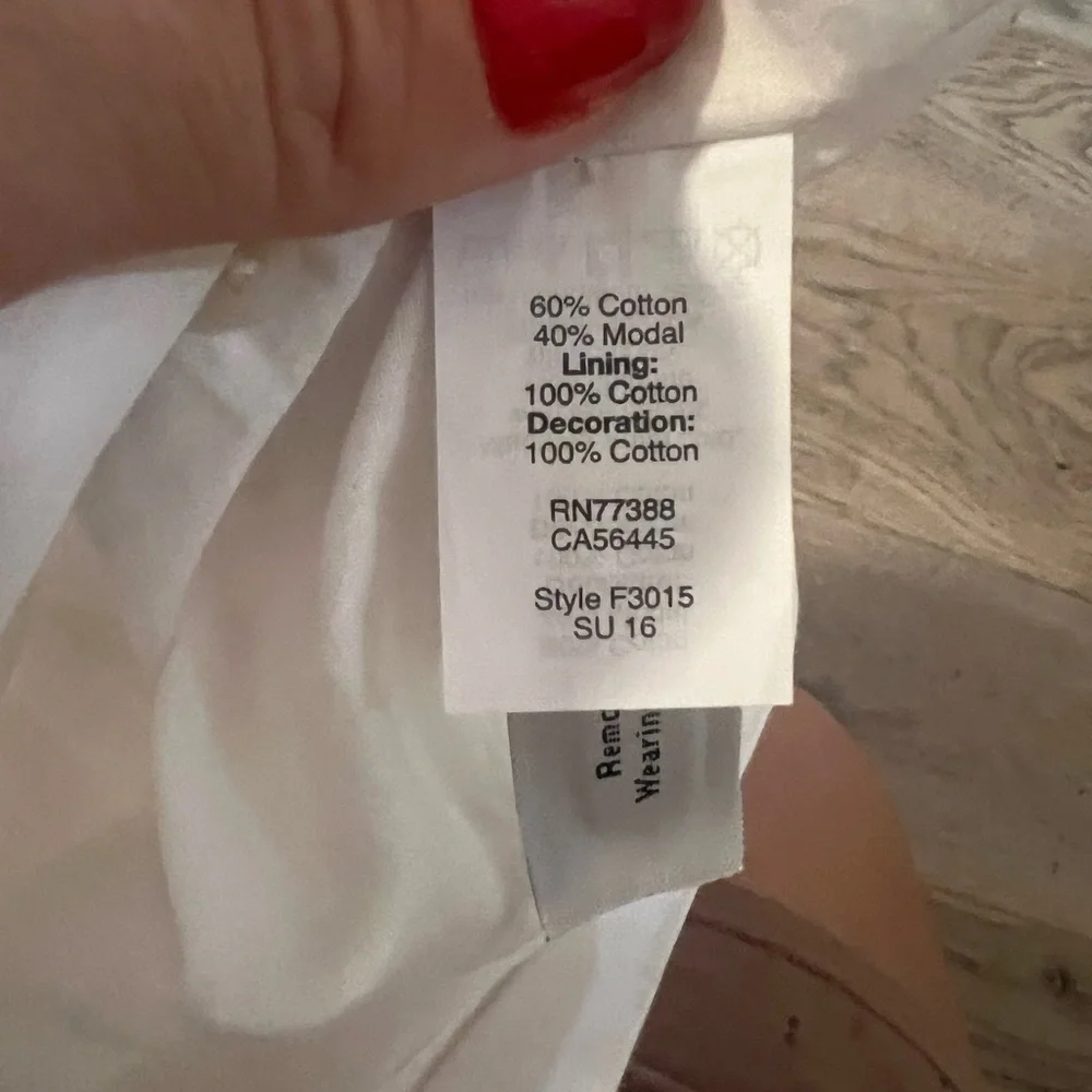 WHITE Cotton Shift Madewell tank Dress with lace detailing at neck, Size 12 - Picture 5 of 5